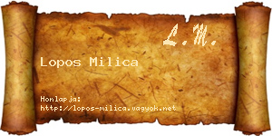 Lopos Milica névjegykártya